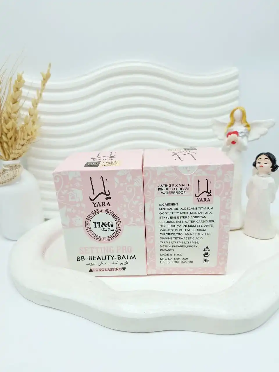 بی بی کرم پودر الماسی یارا  صورتی با پوشش بالا کد 0751