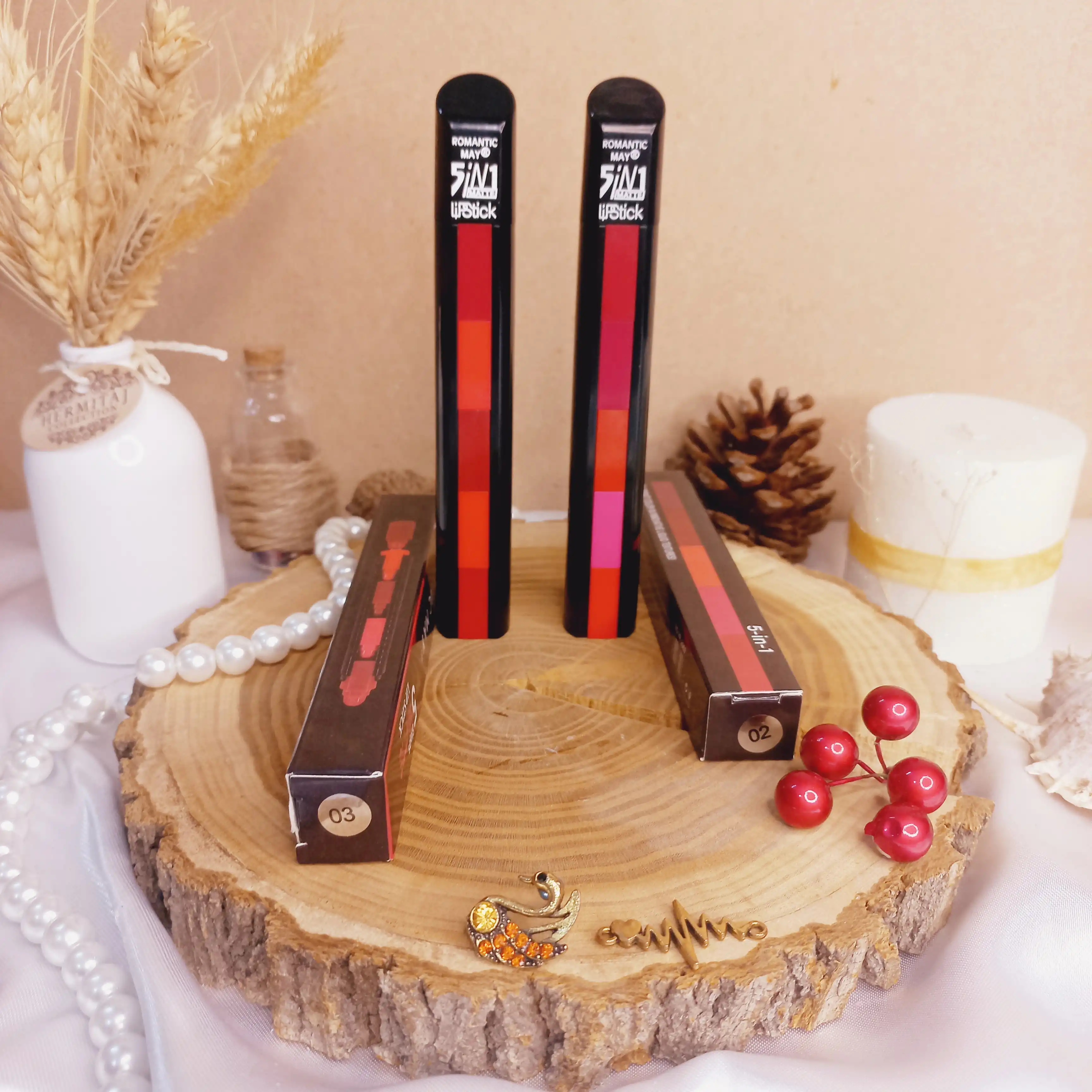 رژ لب جامد 5 طبقه رمانتیک ROMANTIC MAY کد 2069 | پخش عمده