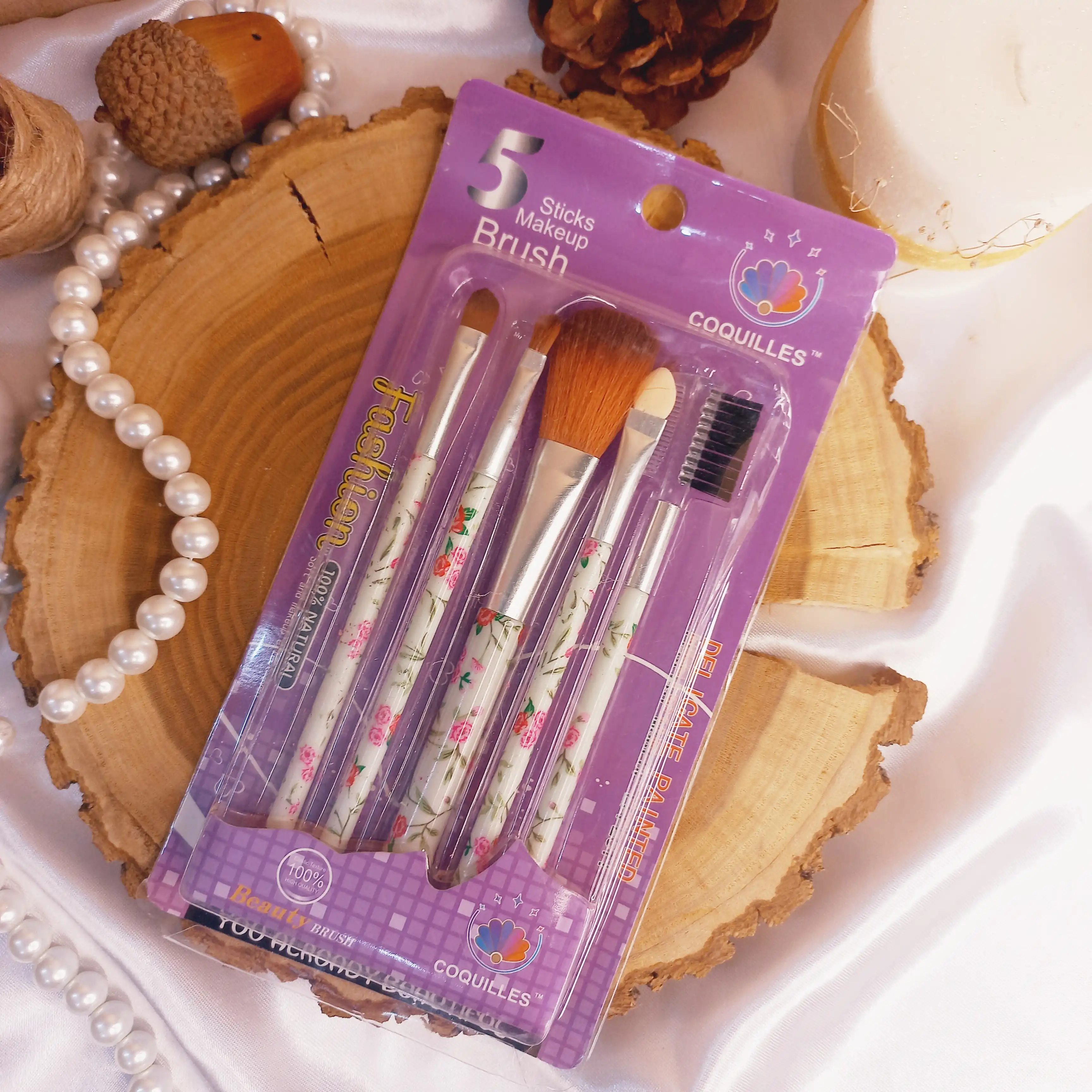 ست براش 5 عددی طرح رنگارنگ ستاره ای