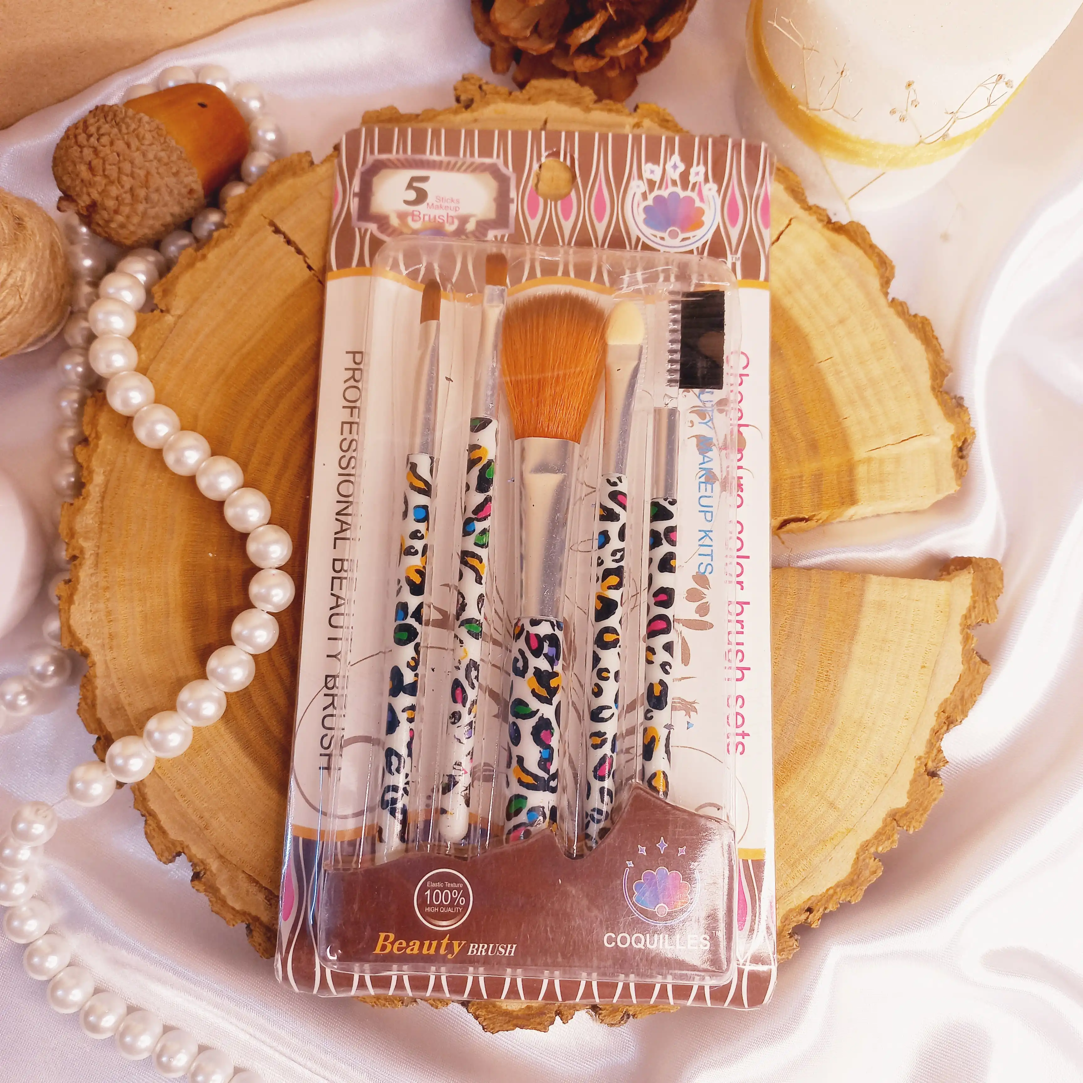 ست براش 5 عددی طرح رنگارنگ ستاره ای