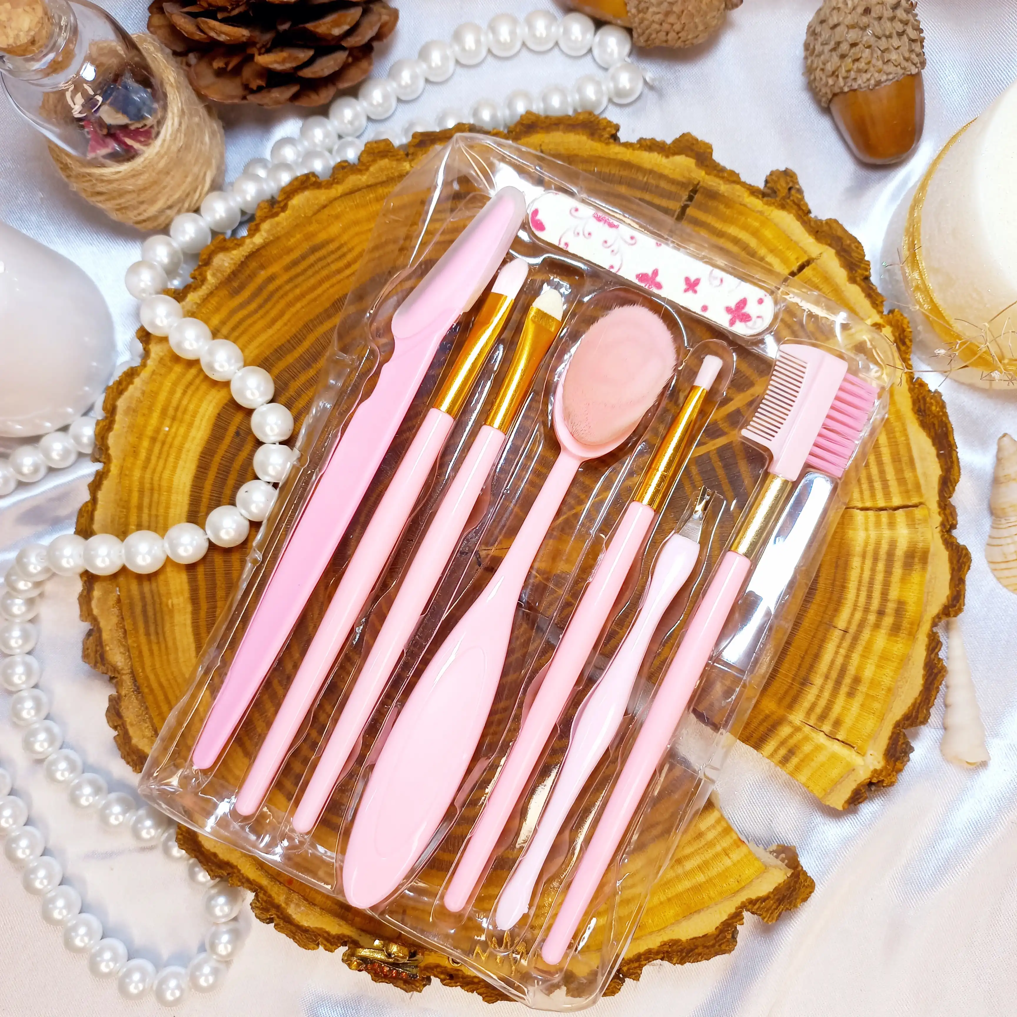 ست براش آرایشی هنگرن مدل HG11 مجموعه 7 عددی به همراه سوهان ناخن