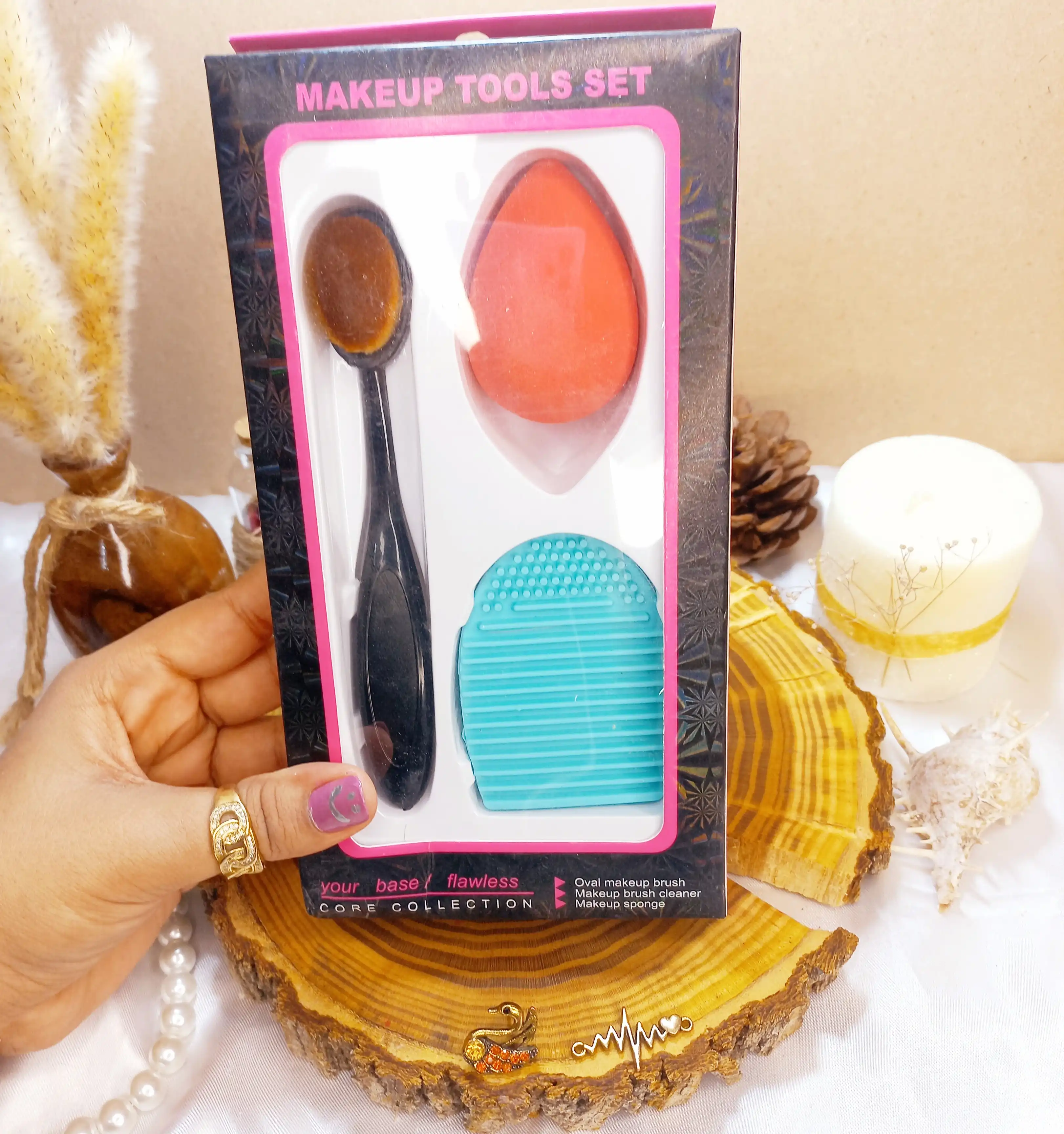 ست 3 تیکه پد با براش و پد سیلیکونی تمیز کننده براش