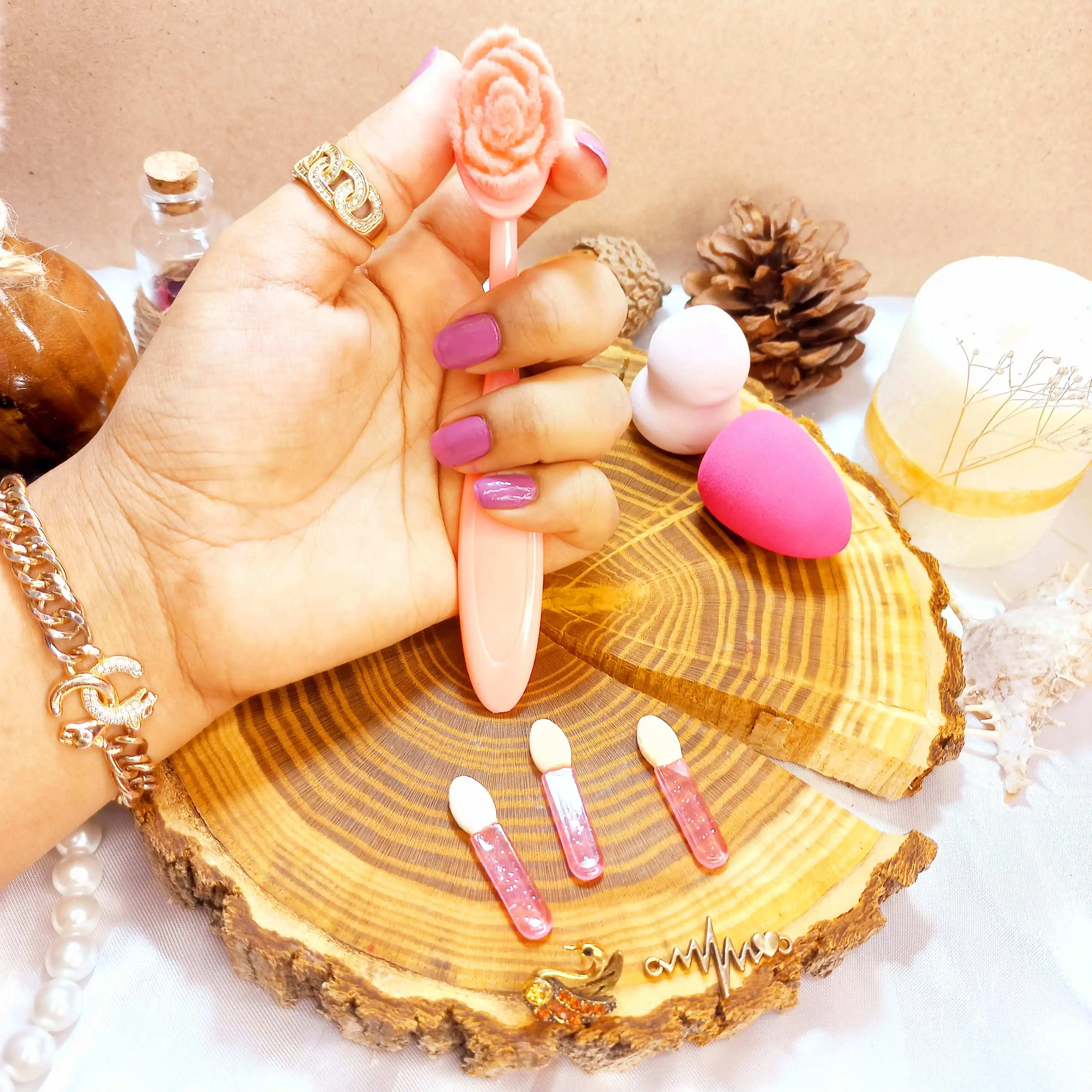 ست 6 تیکه براش قاشقی همراه پد اشکی و براش سایه 3D