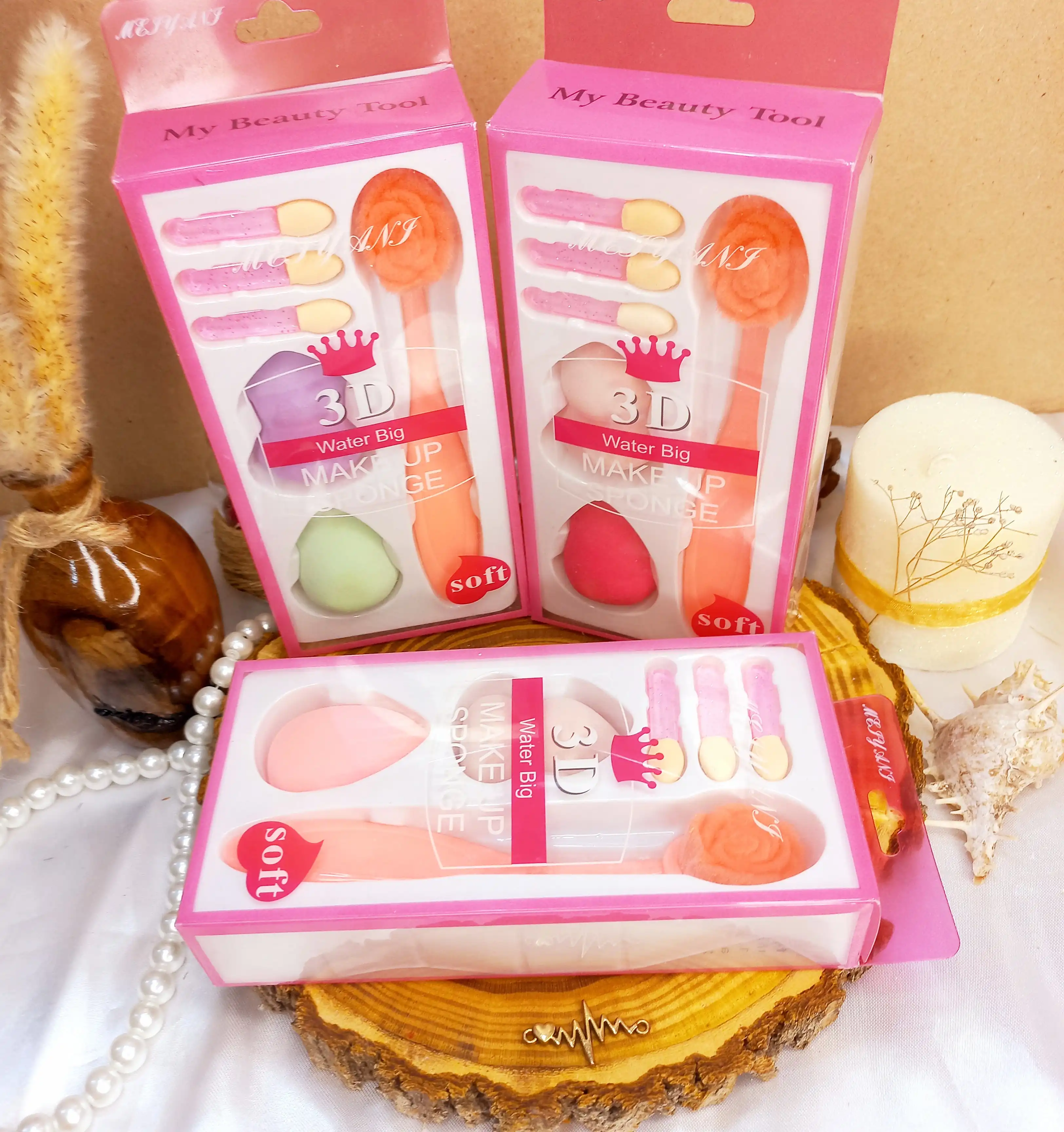 ست 6 تیکه براش قاشقی همراه پد اشکی و براش سایه 3D