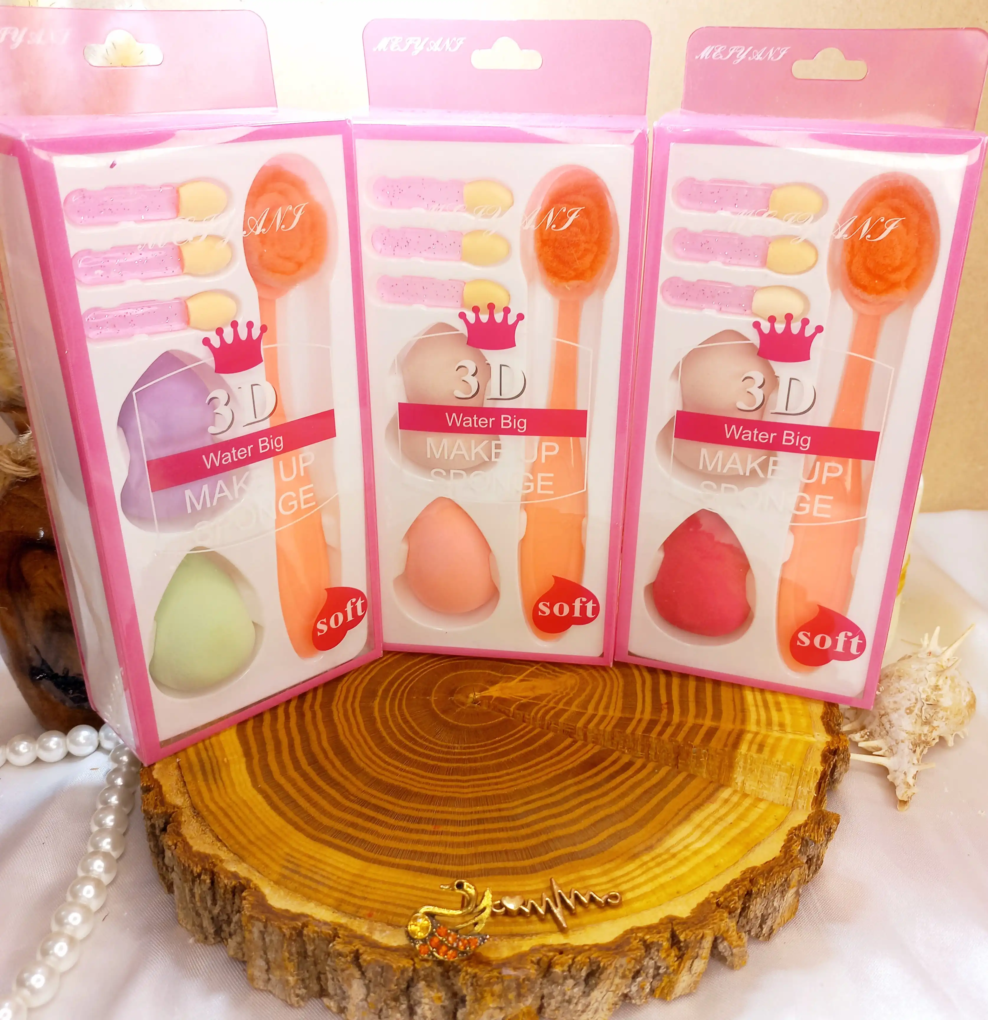 ست 6 تیکه براش قاشقی همراه پد اشکی و براش سایه 3D