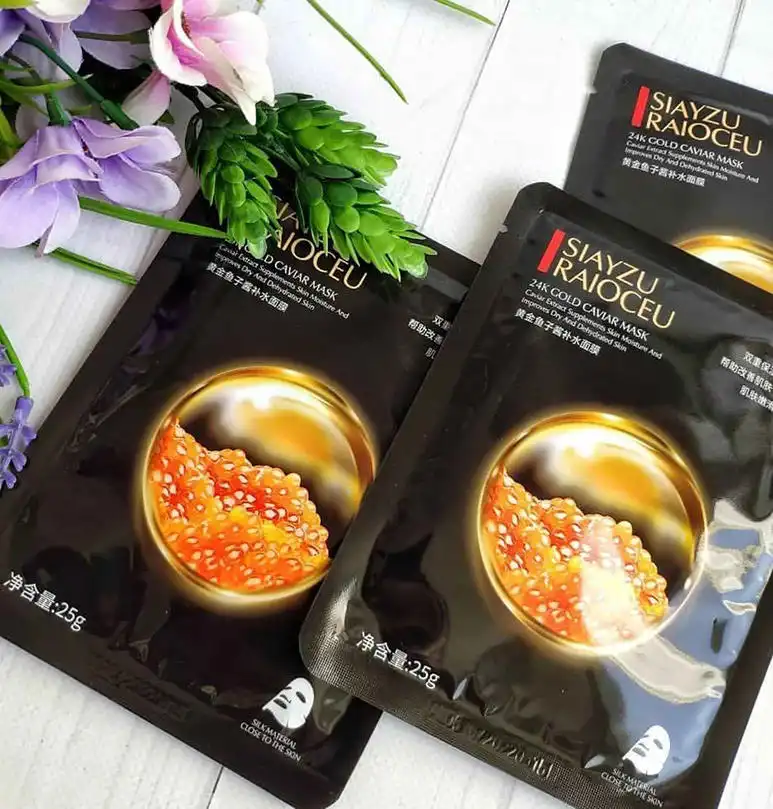 ماسک ورقه ای ضدپیری صورت گلدخاویار سیازو (24k gold caviar mask)