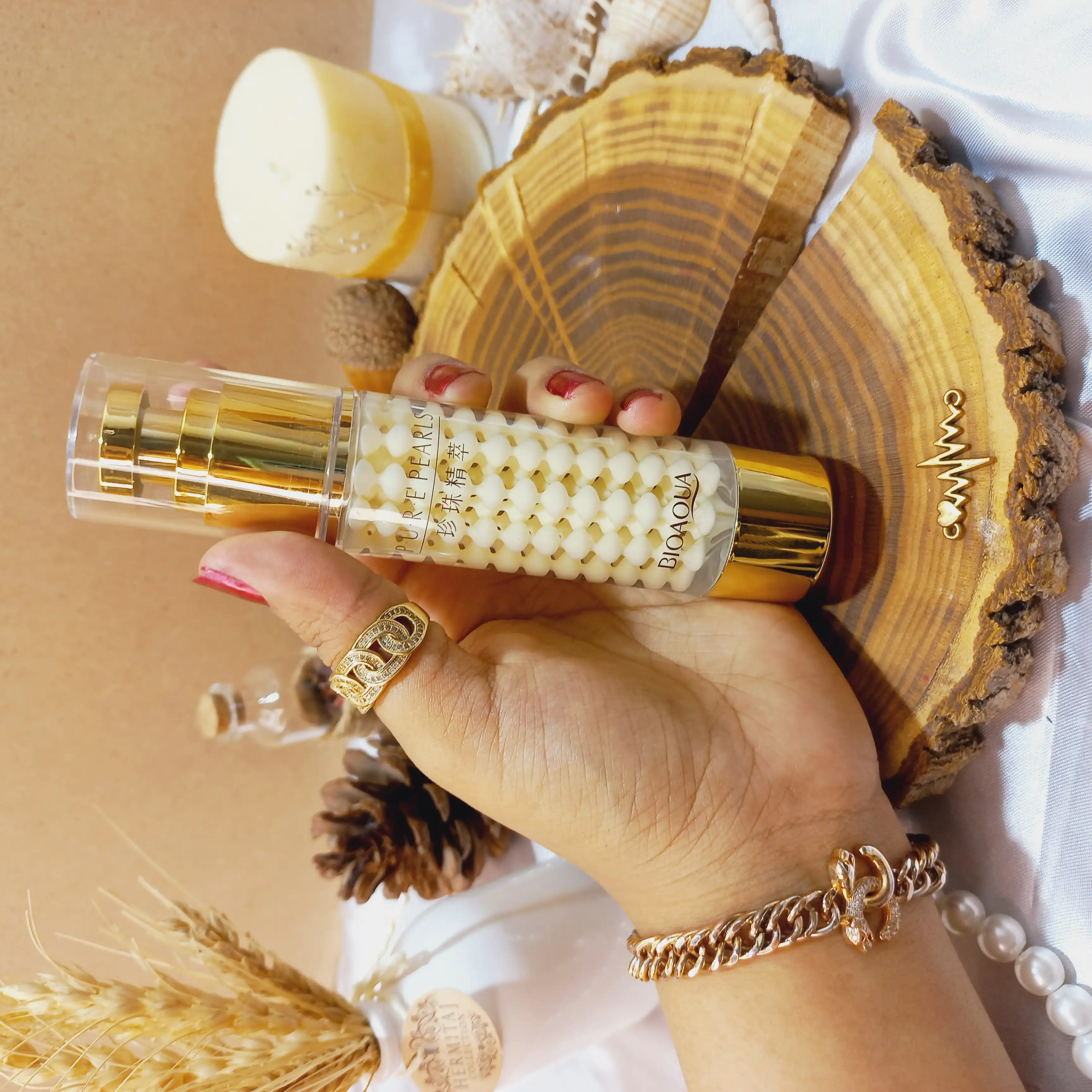 کرم کلاژن پمپی بلند آبرسانی و ضد چروک مروارید خالص بیوآکوا BIOAQUA