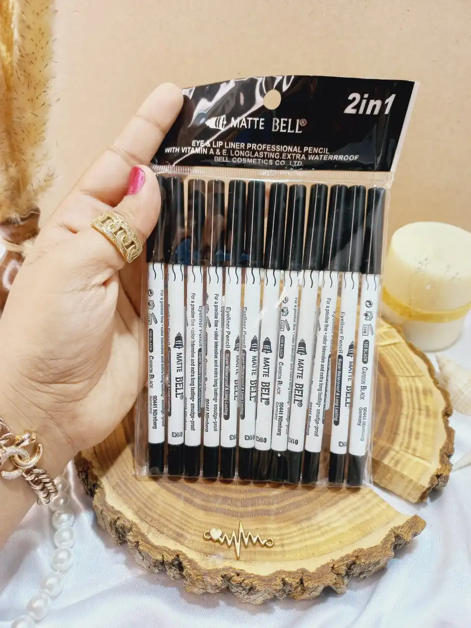 مداد سرمه بل مشکی پوکه سفید | پخش عمده