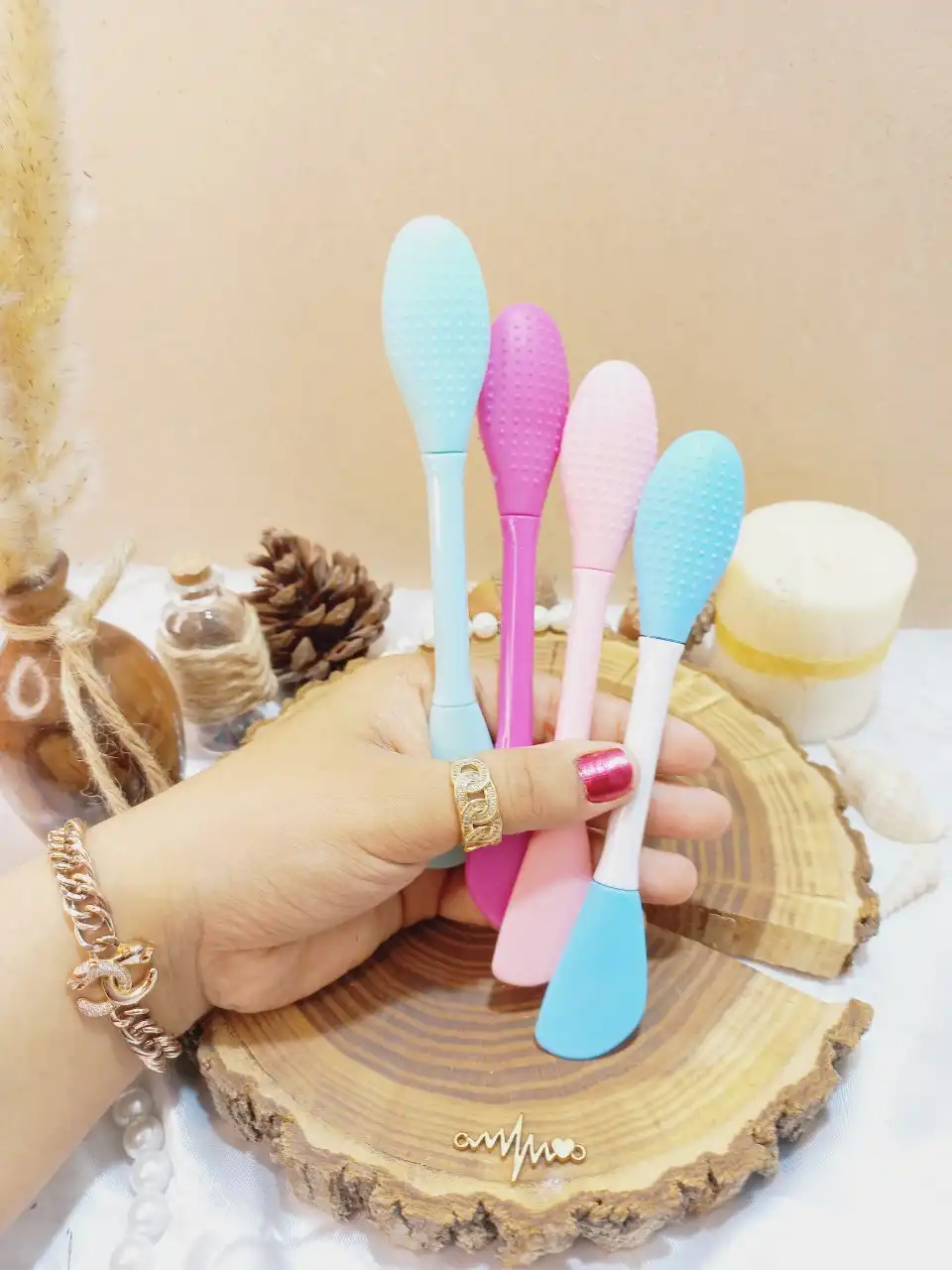 فیس براش دو طرفه پرزدار طلق دار با کیفیت