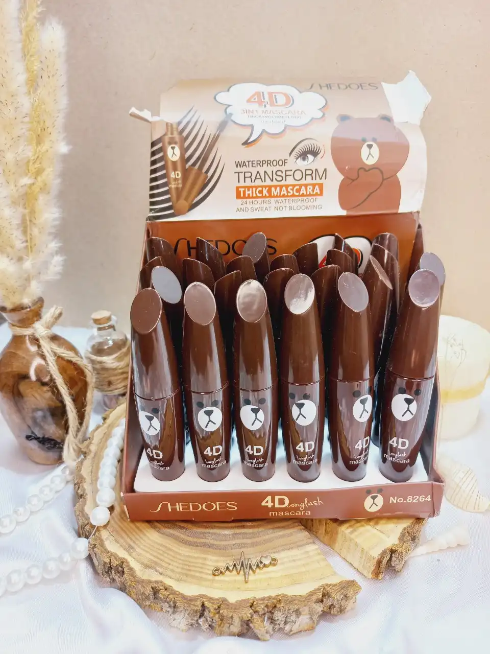 ریمل 4 بعدی مشکی ضد آب SHEDOES حجم 8 گرم مدل خرسی