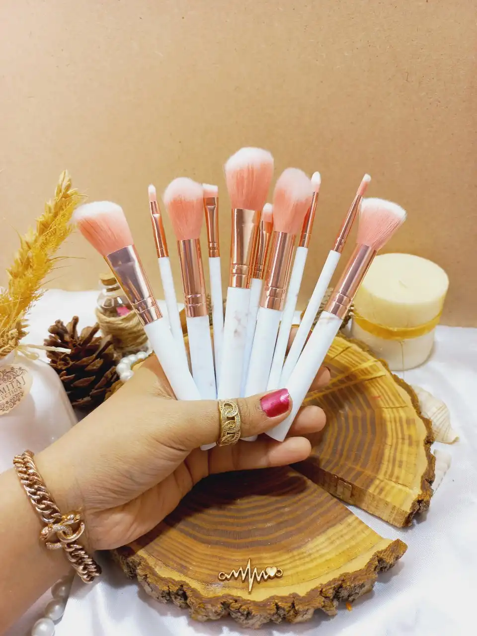 براش آرایشی 10 عددی دسته سرامیکی اورجینال