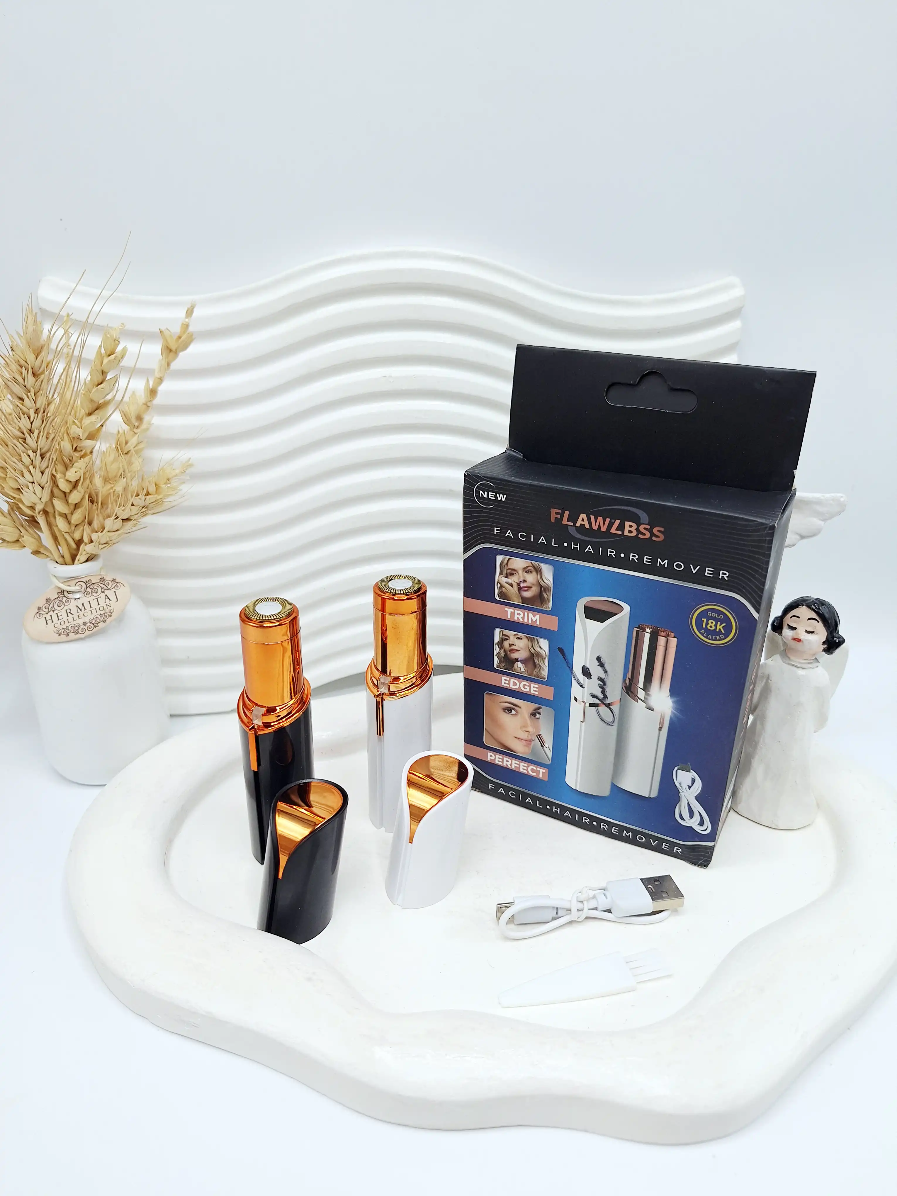 موزن صورت رنگ سفید و مشکی شارژی فلاورس FLAWLESS کد 2465