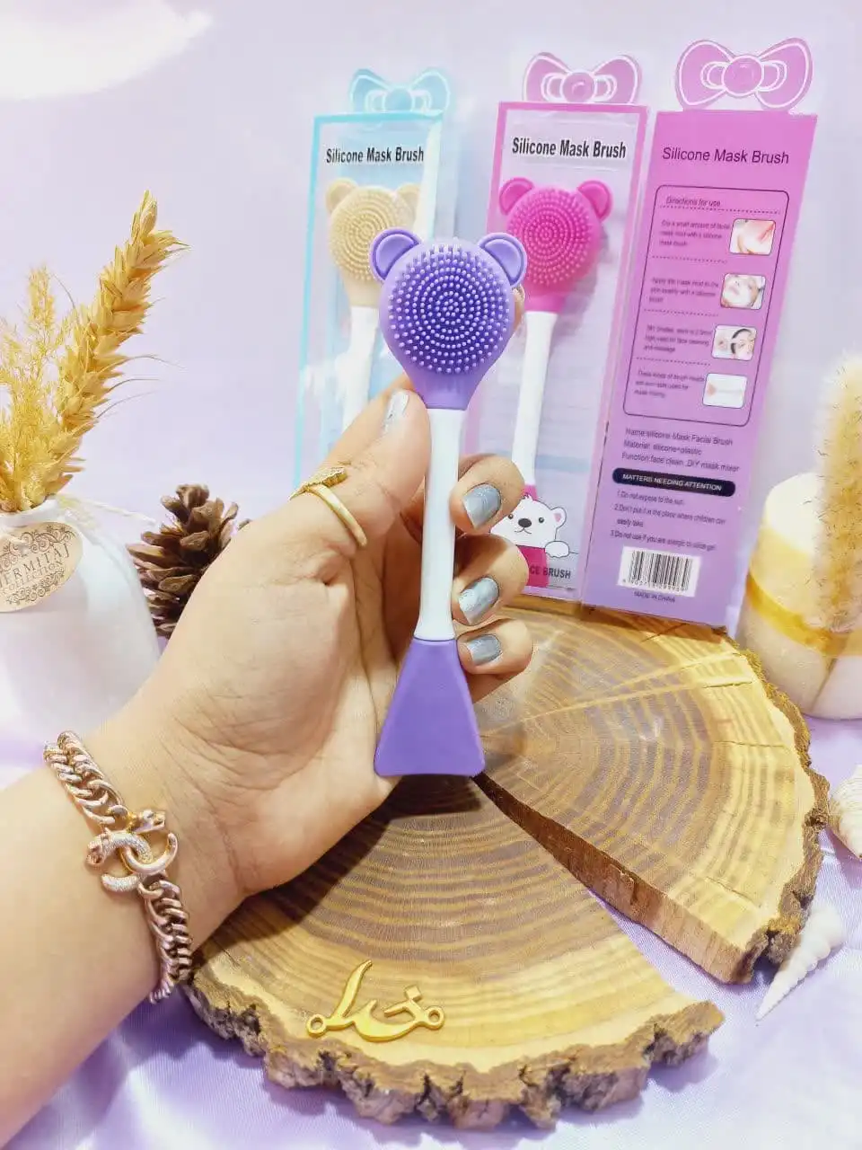 براش ماسک دوطرفه خرگوشی طلق دار با کیفیت
