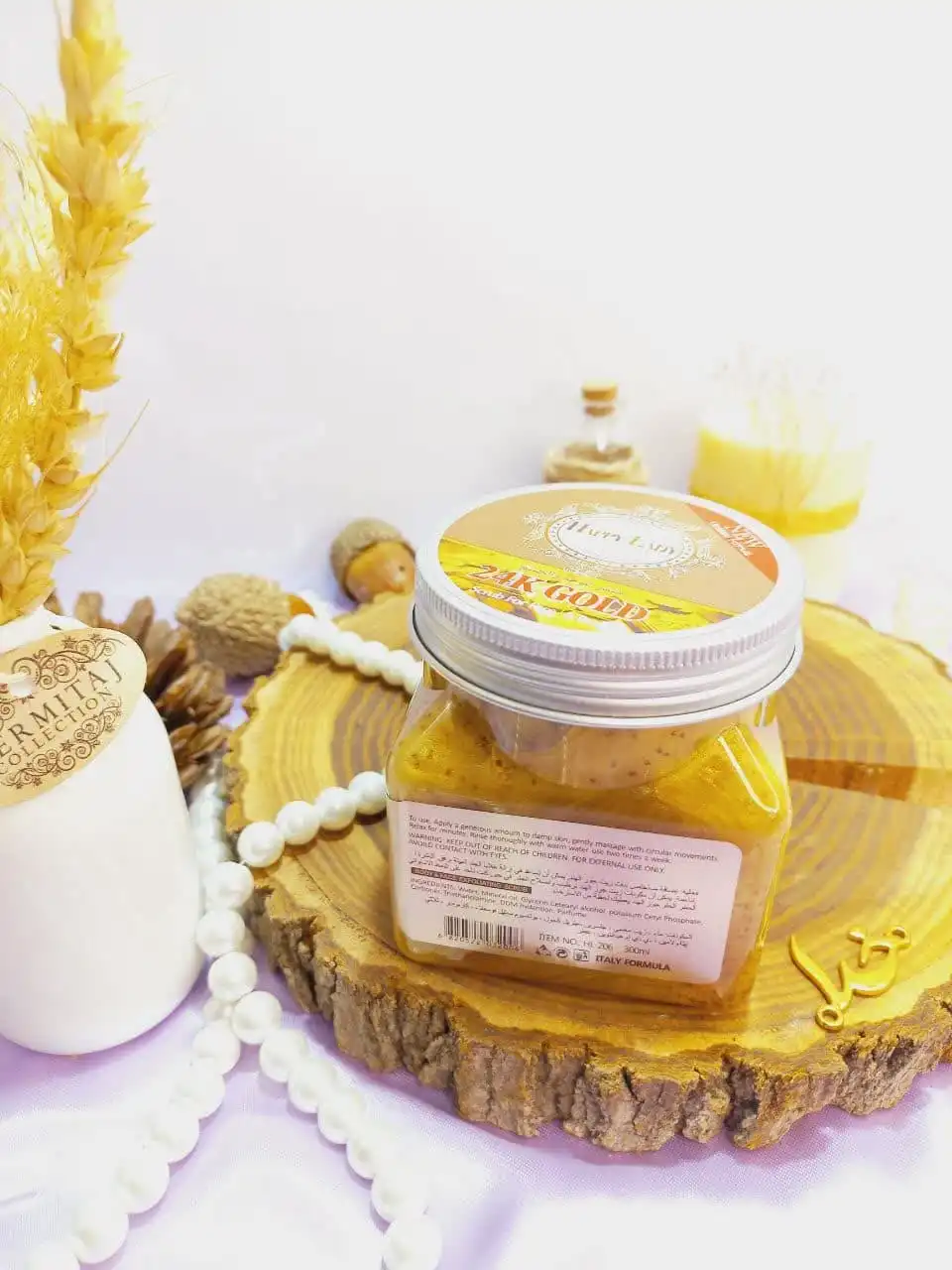 اسکراب شنی صورت و بدن رایحه 24 عیار طلا هپی لیدی HAPPY LADY کد HL206