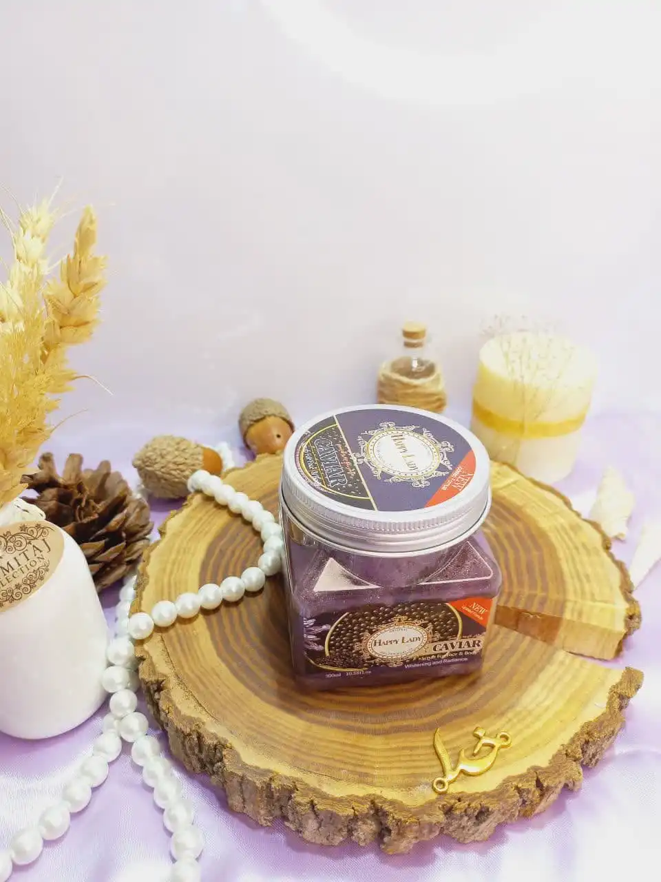 اسکراب شنی صورت و بدن رایحه خاویار هپی لیدی HAPPY LADY کد HL207