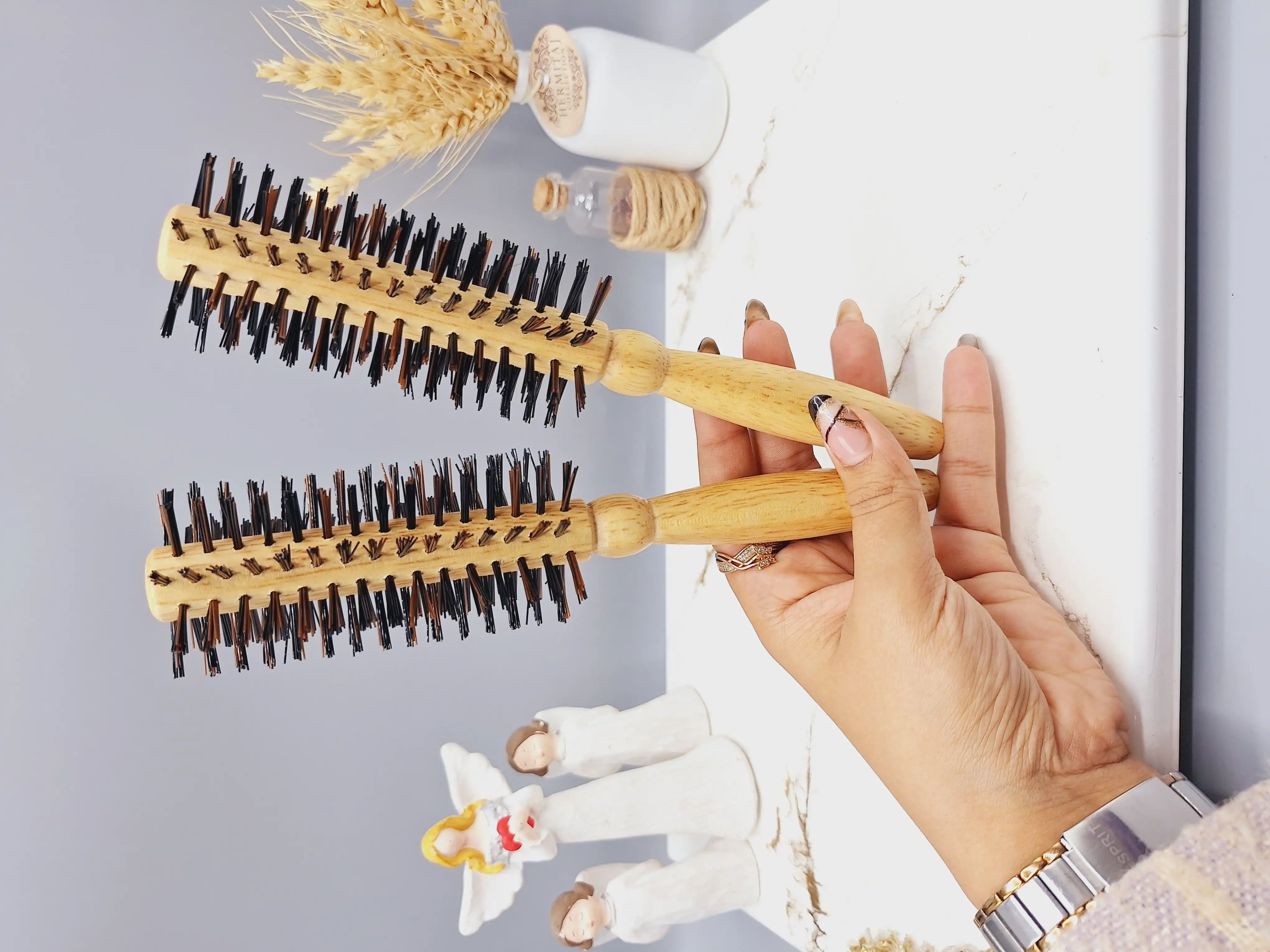 برس مو نسوز چوبی مدل پیچی