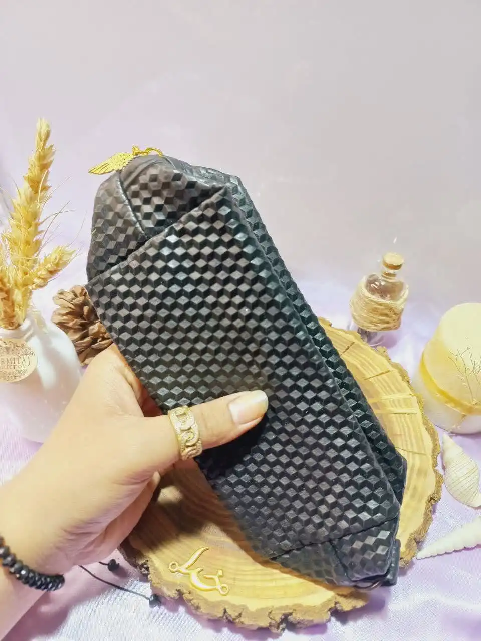 کیف چرمی فوق العاده با کیفیت طرح مکعبی سایز بزرگ