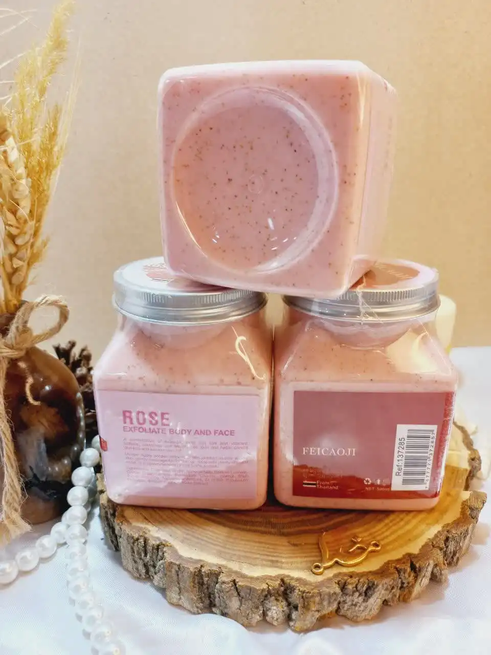 اسکراب شنی صورت و بدن رایحه گل رز فیکاوجی FEICAOJI کد 137285