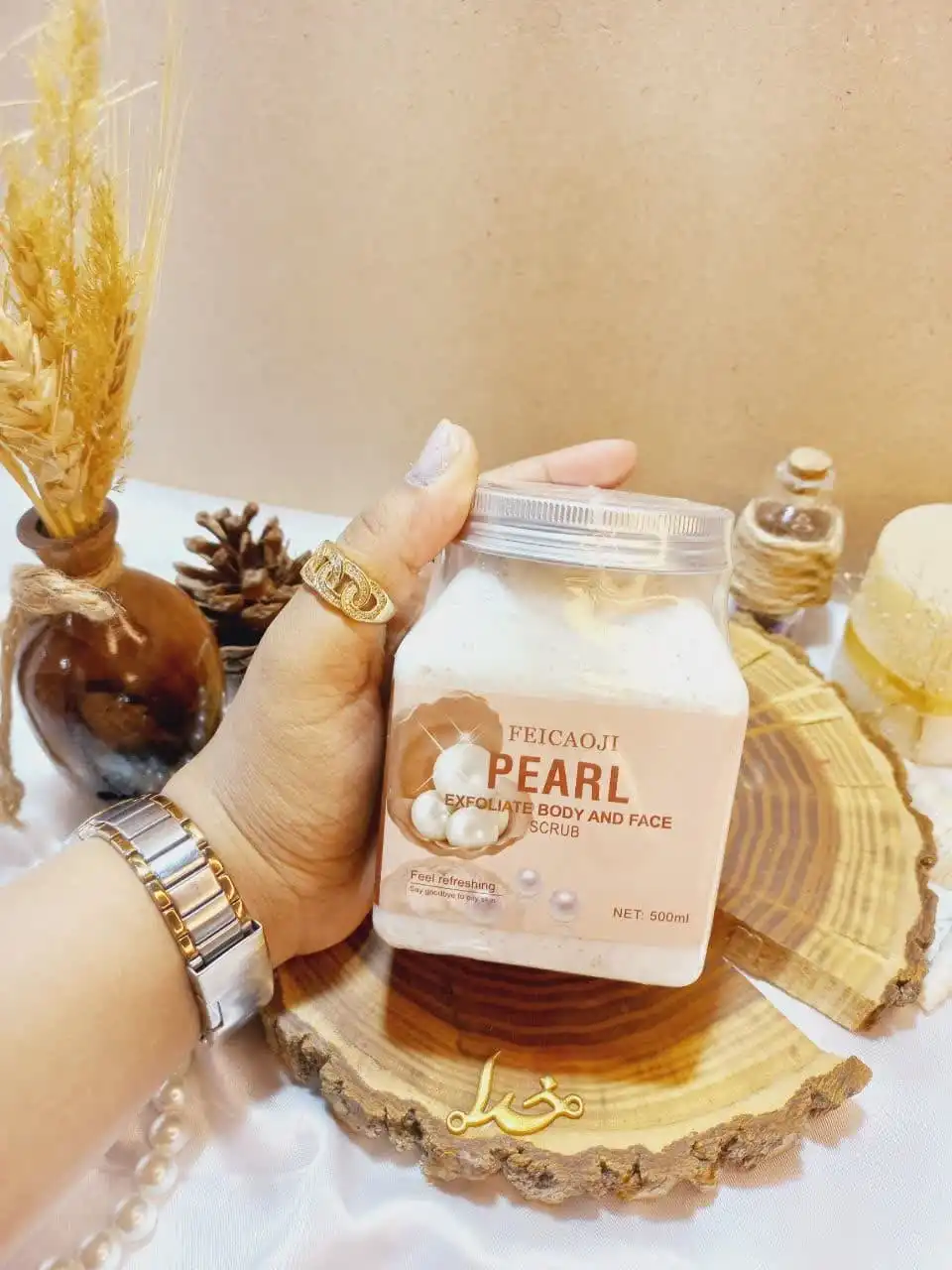 اسکراب شنی صورت و بدن رایحه مروارید فیکاوجی FEICAOJI کد 137282