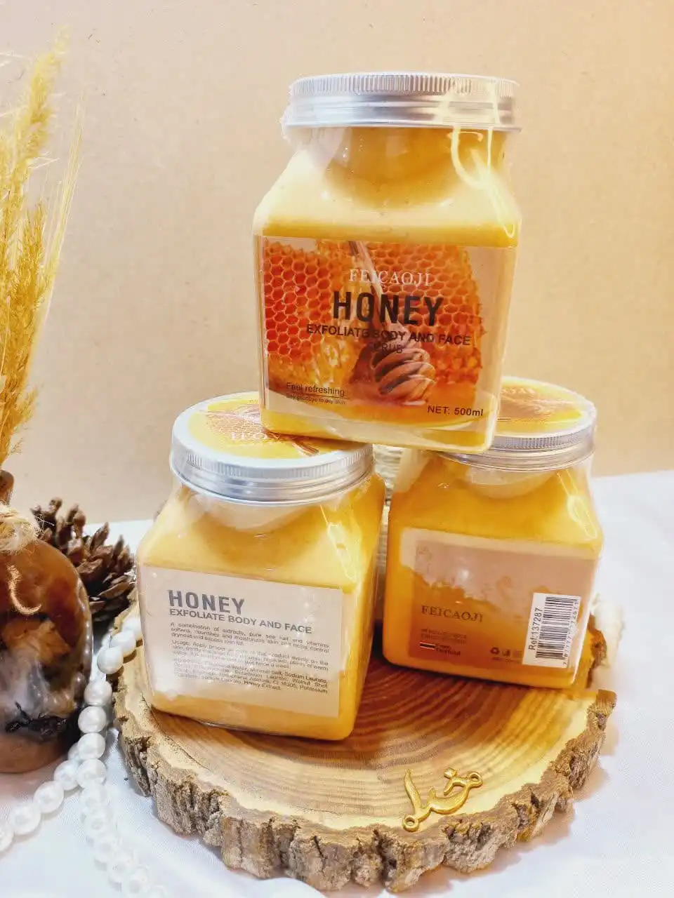 اسکراب شنی صورت و بدن رایحه عسل فیکاوجی FEICAOJI کد 137287