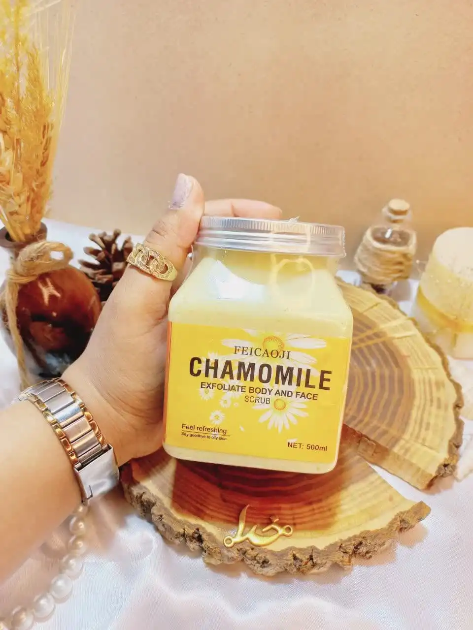 اسکراب شنی صورت و بدن رایحه بابونه فیکاوجی FEICAOJI کد 137280