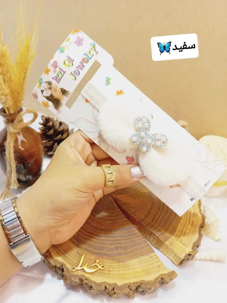 هدبند دخترانه مدل پاپیون مخمل نگین دار KAI QI JEWELRY  کد 1977 1