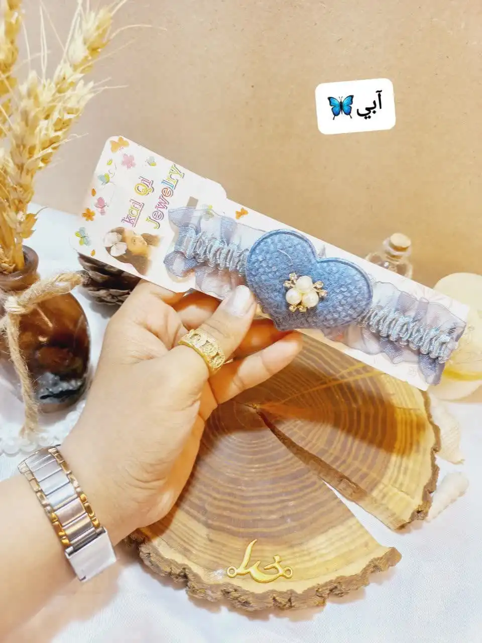 هدبند دخترانه مدل قلب مخمل نگین دار KAI QI JEWELRY کد 1977 2