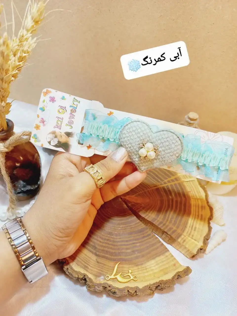 هدبند دخترانه مدل قلب مخمل نگین دار KAI QI JEWELRY کد 1977 2