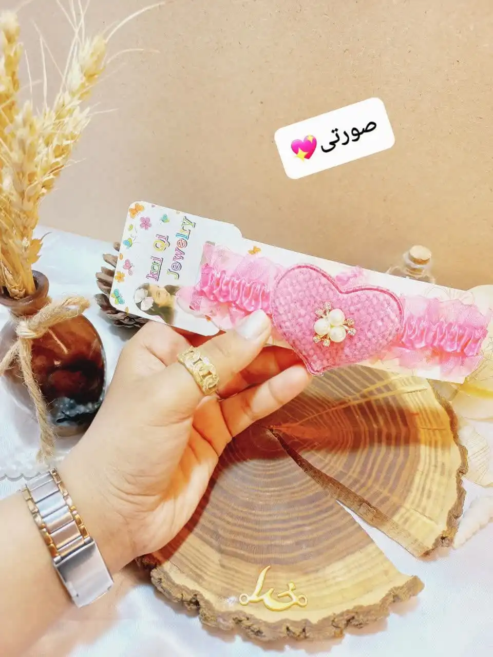 هدبند دخترانه مدل قلب مخمل نگین دار KAI QI JEWELRY کد 1977 2