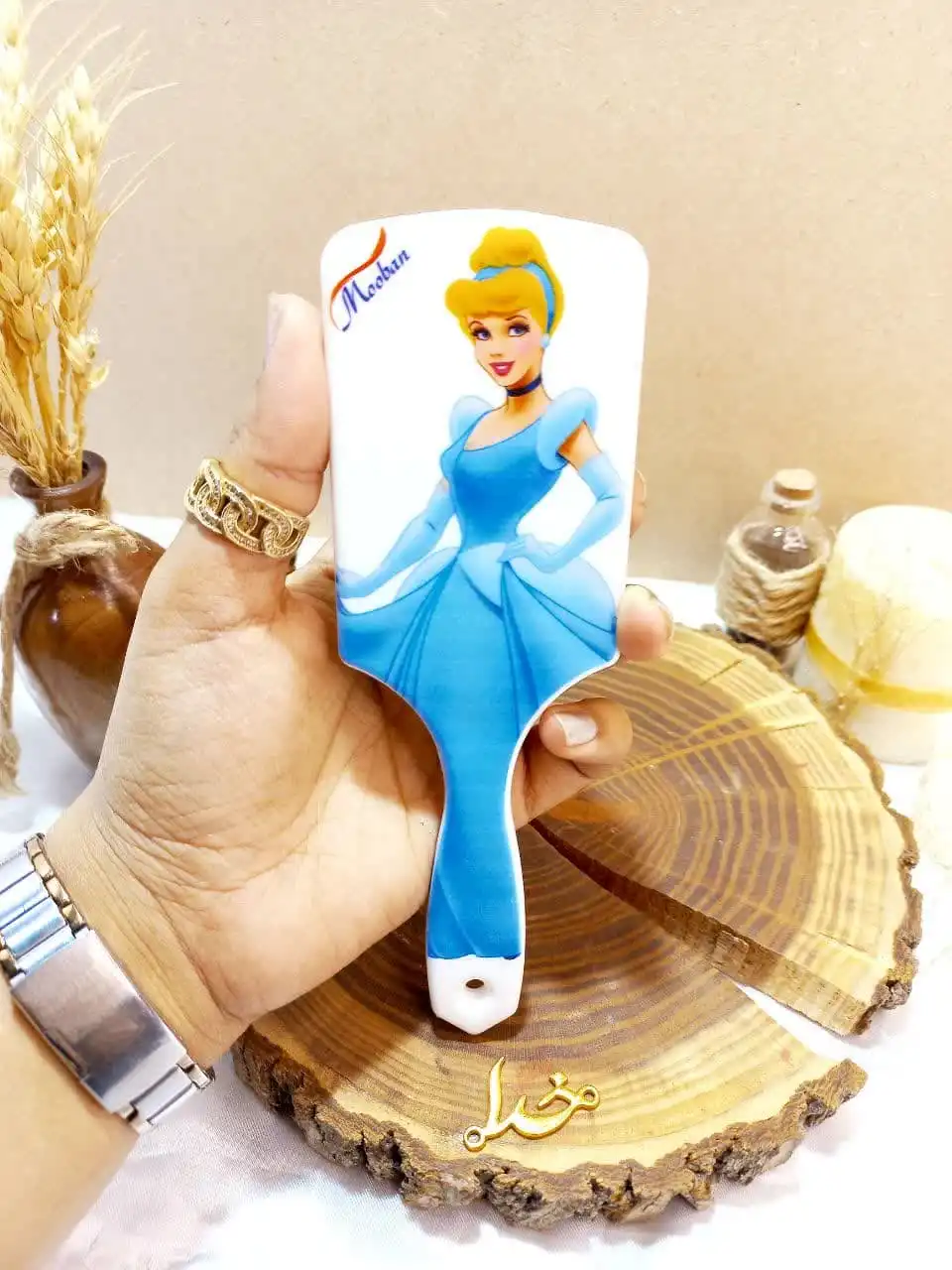 برس مو دخترانه گلدار کیفی وکیوم موبان MOOBAN کد 401