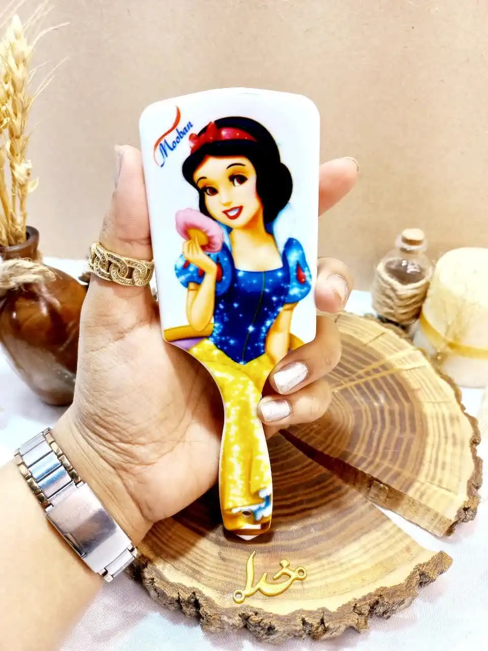 برس مو دخترانه گلدار کیفی وکیوم موبان MOOBAN کد 401