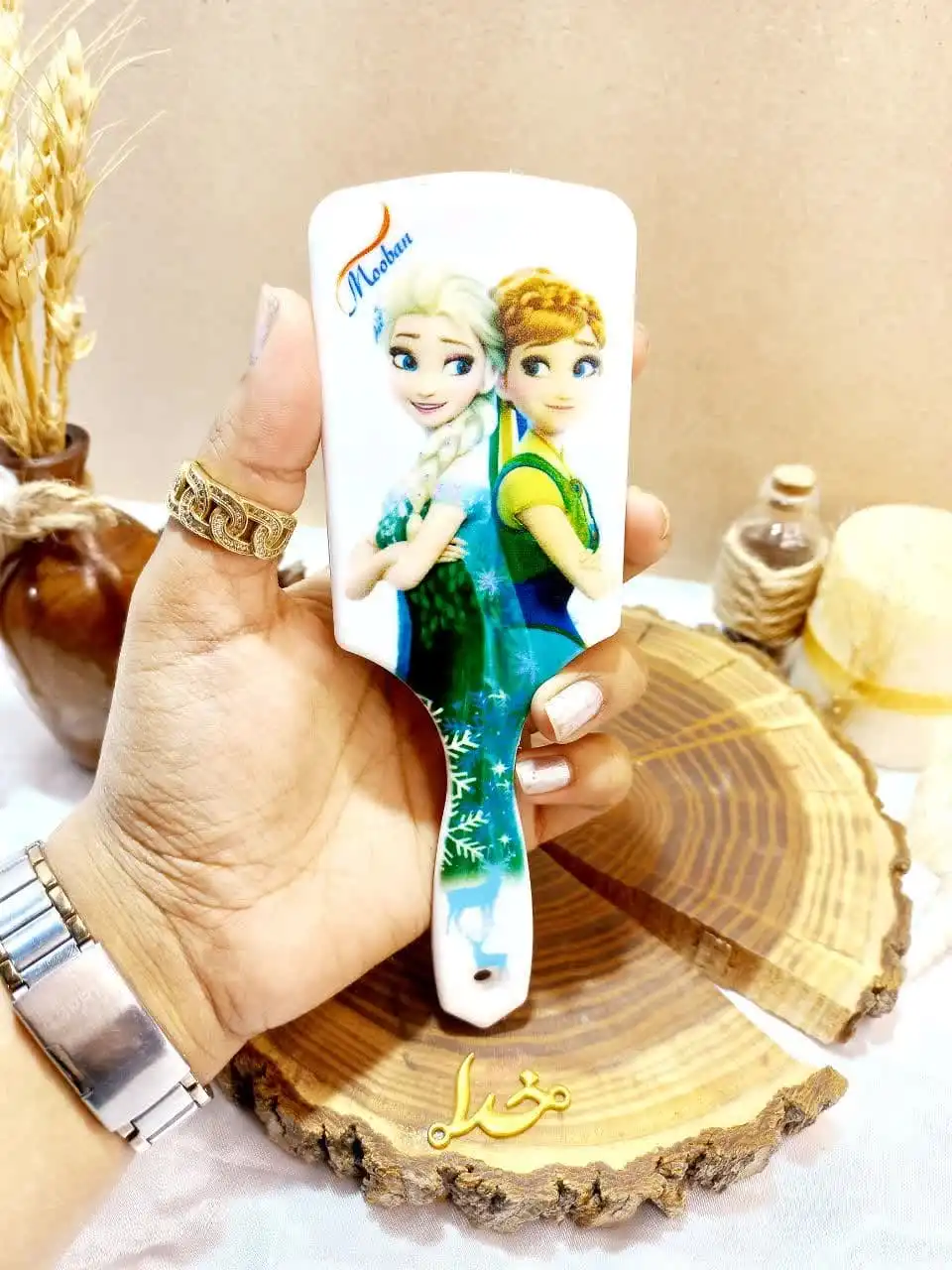 برس مو دخترانه گلدار کیفی وکیوم موبان MOOBAN کد 401