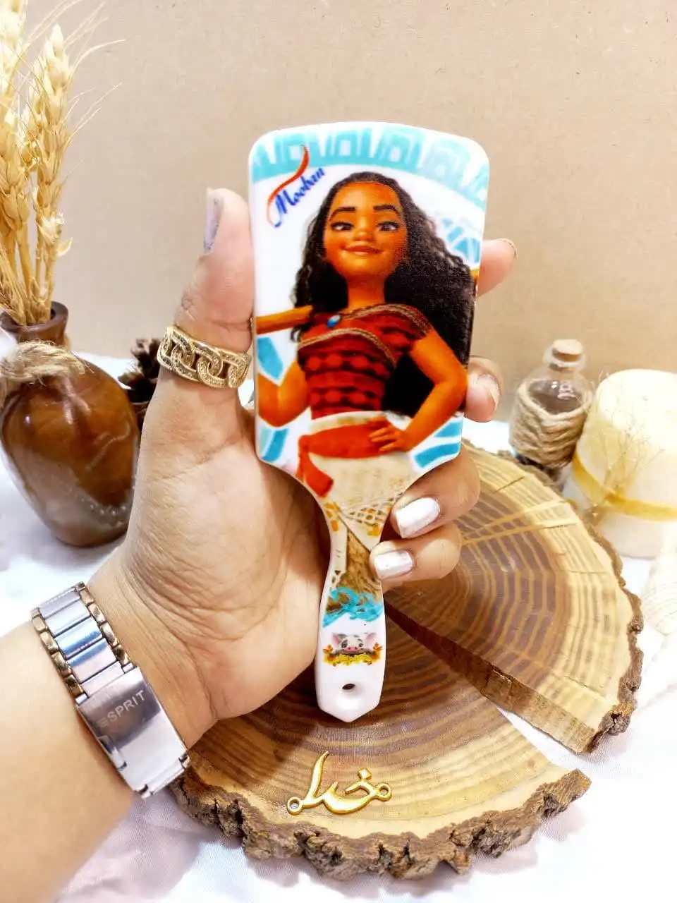 برس مو دخترانه گلدار کیفی وکیوم موبان MOOBAN کد 401