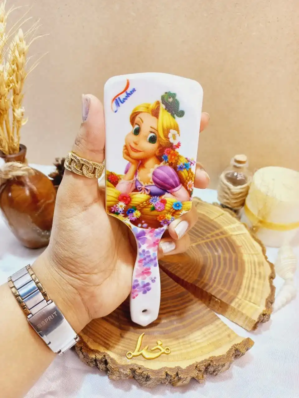 برس مو دخترانه گلدار کیفی وکیوم موبان MOOBAN کد 401