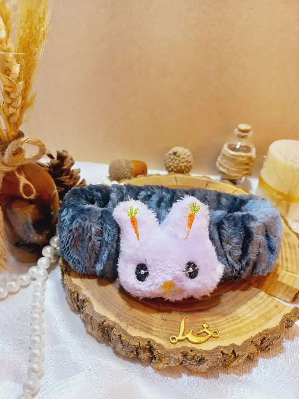 هدبند حوله ای دخترانه مدل  عروسک خرگوشی