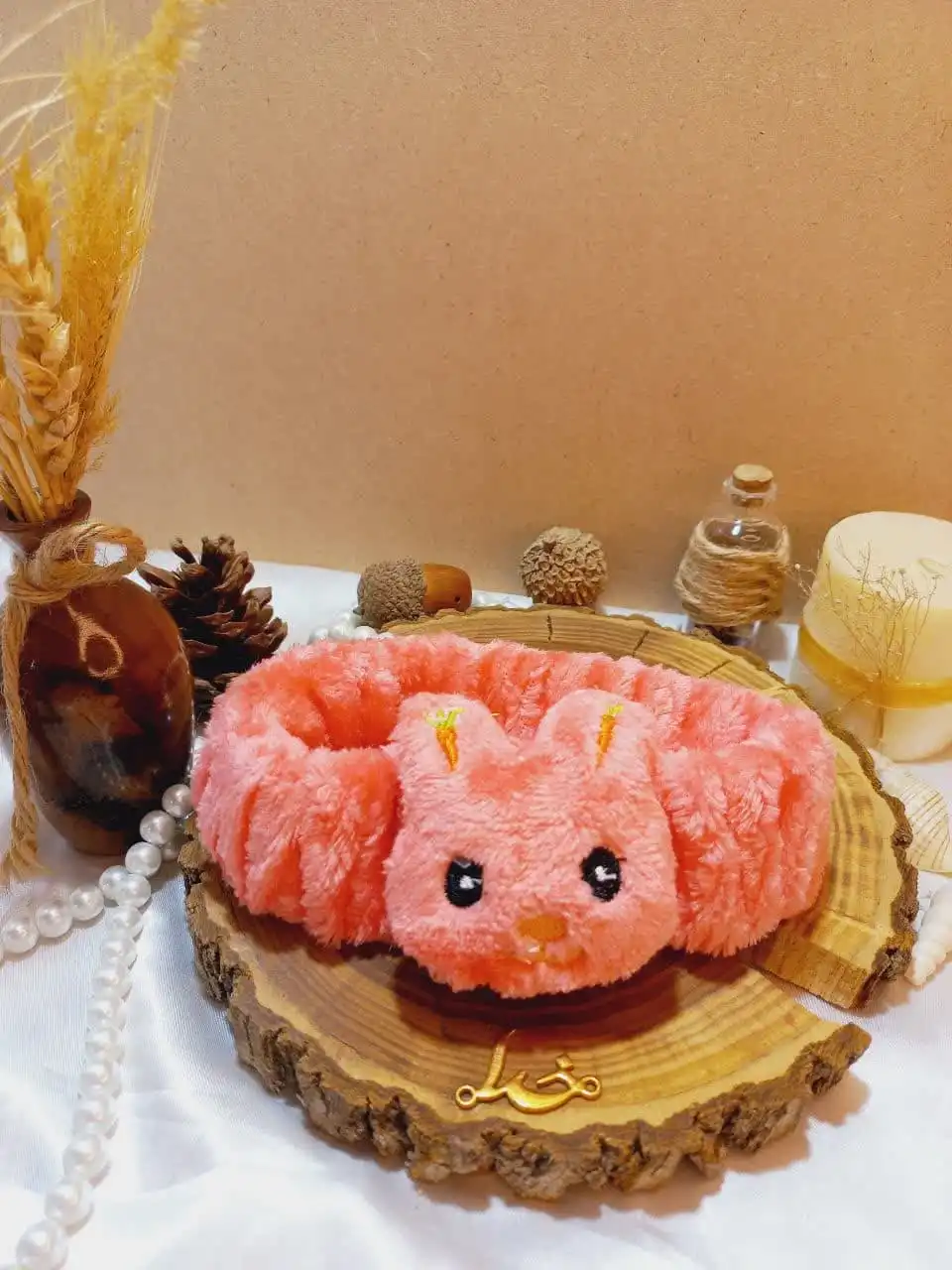 هدبند حوله ای دخترانه مدل  عروسک خرگوشی