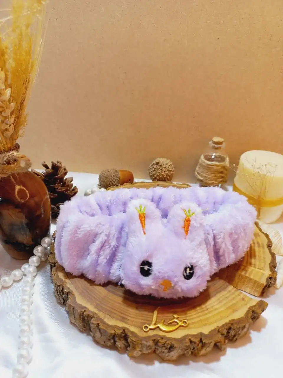 هدبند حوله ای دخترانه مدل  عروسک خرگوشی