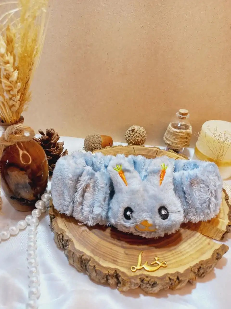 هدبند حوله ای دخترانه مدل  عروسک خرگوشی