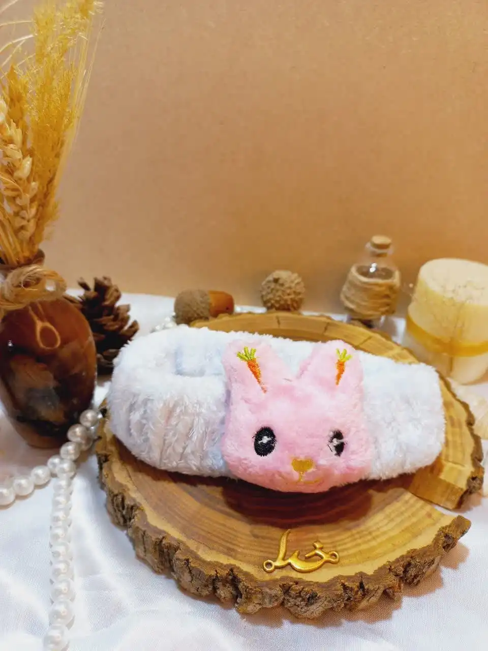 هدبند حوله ای دخترانه مدل  عروسک خرگوشی