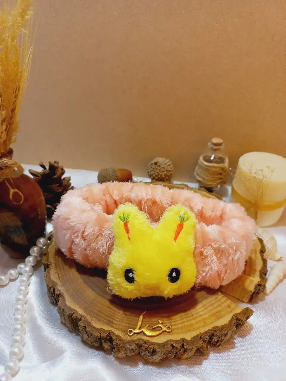 هدبند حوله ای دخترانه مدل  عروسک خرگوشی