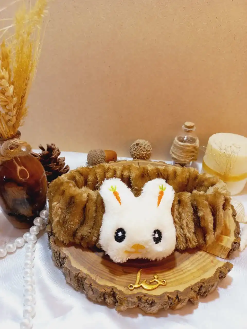 هدبند حوله ای دخترانه مدل  عروسک خرگوشی