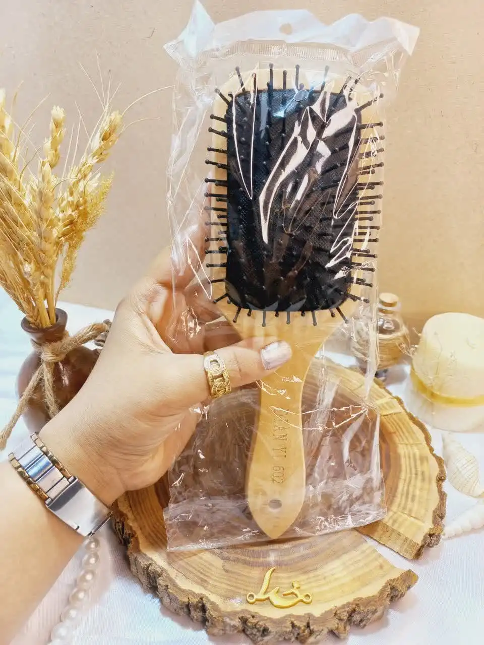 برس مو بامبو دندانه پلاستیکی مربعی سایز بزرگ دیانی DIAN YI کد 602