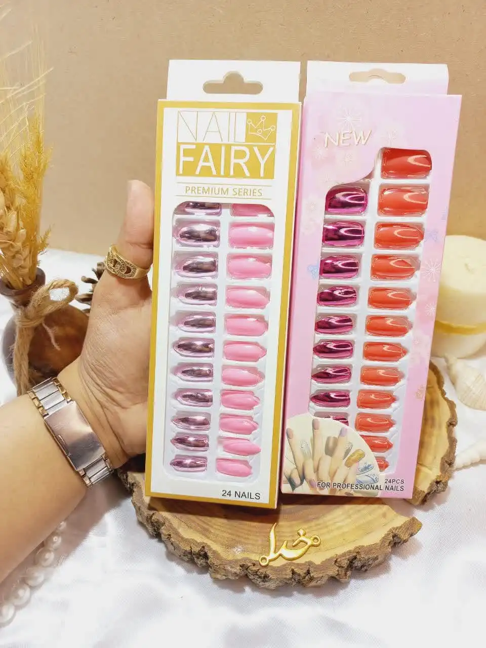 ناخن مصنوعی آینه ای رنگی نوک تیز برند FAIRY کد 1689