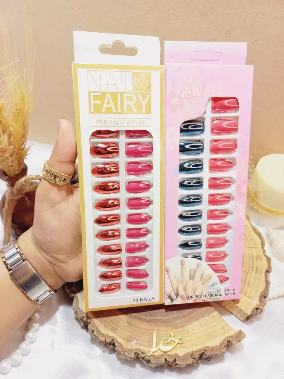 ناخن مصنوعی آینه ای رنگی نوک تیز برند FAIRY کد 1689