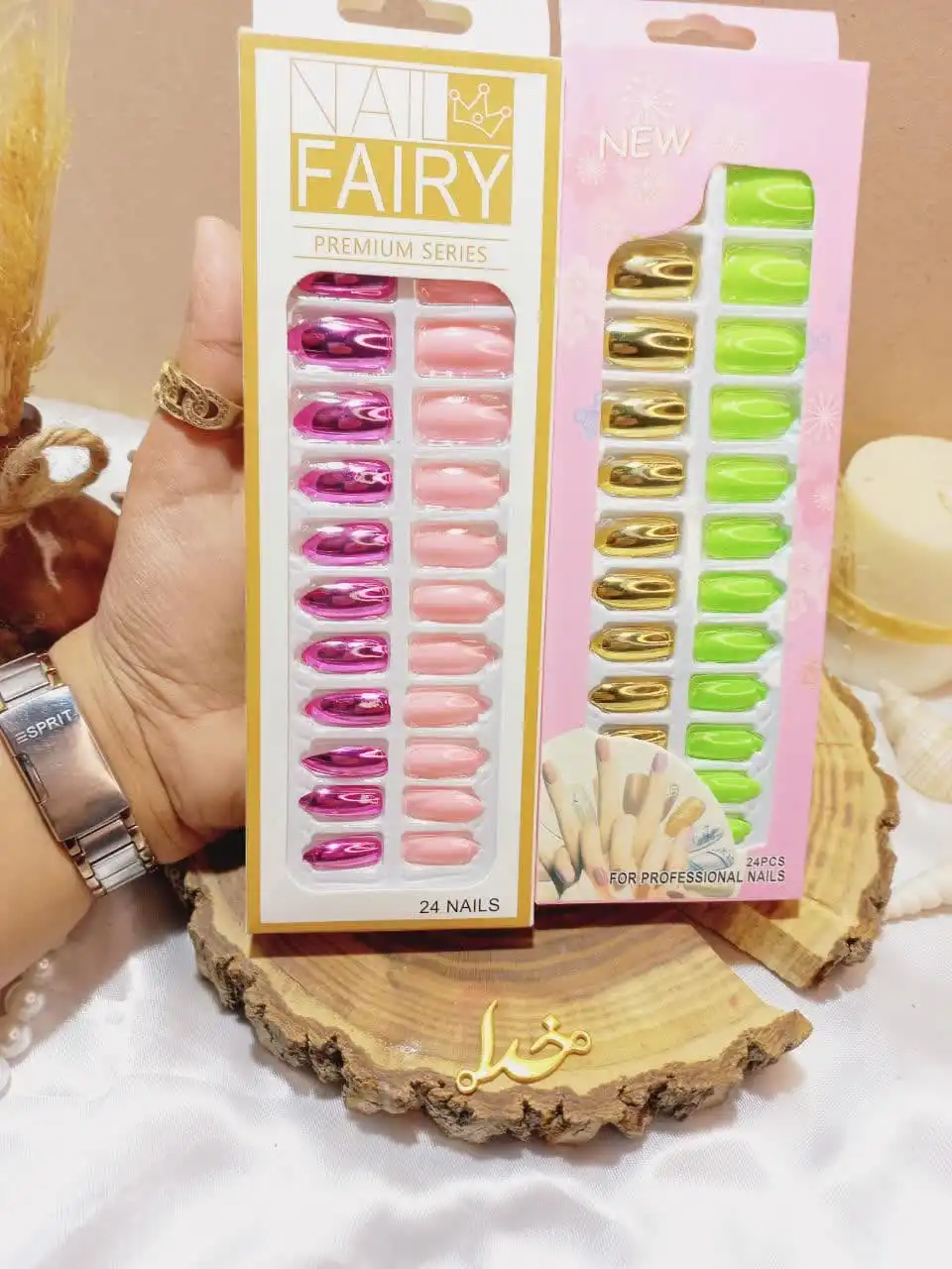ناخن مصنوعی آینه ای رنگی نوک تیز برند FAIRY کد 1689