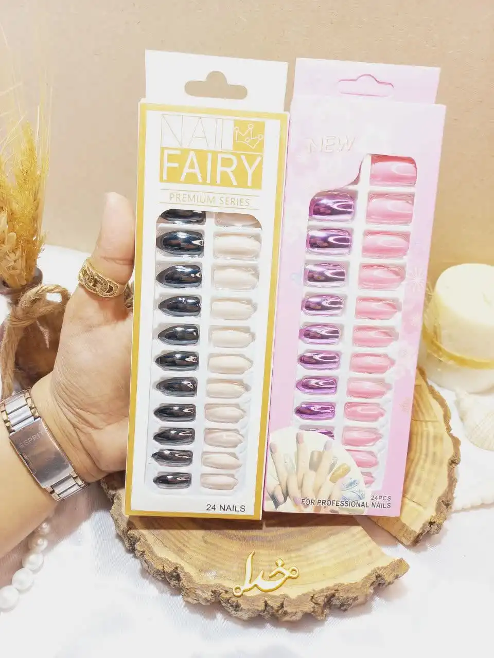 ناخن مصنوعی آینه ای رنگی نوک تیز برند FAIRY کد 1689