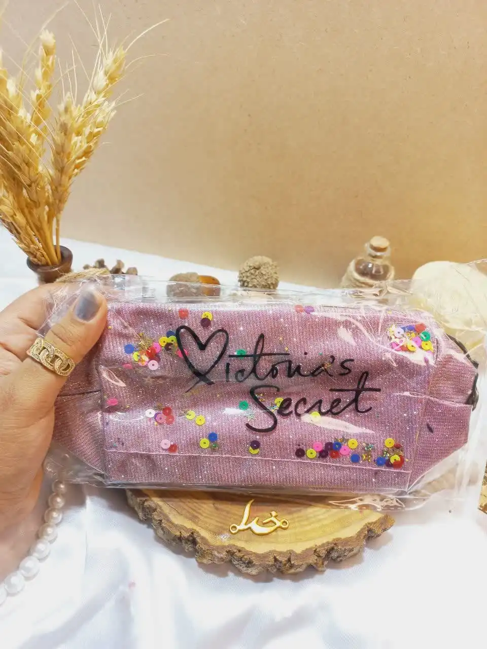 کیف لوازم آرایشی ویکتوریا سکرت شاین دار پولکی VICTORIA SECRET