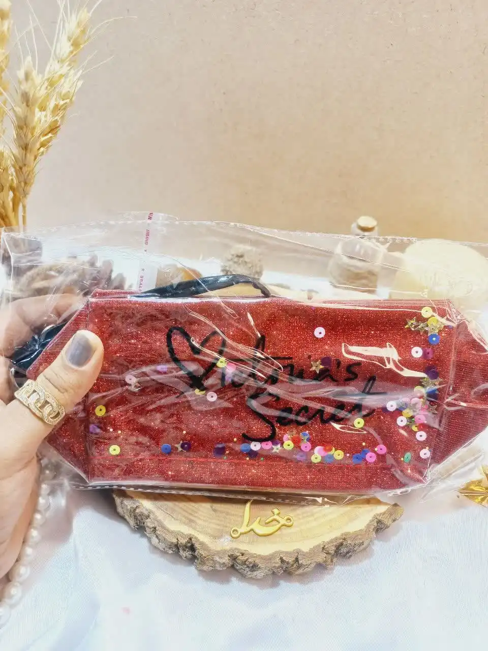 کیف لوازم آرایشی ویکتوریا سکرت شاین دار پولکی VICTORIA SECRET