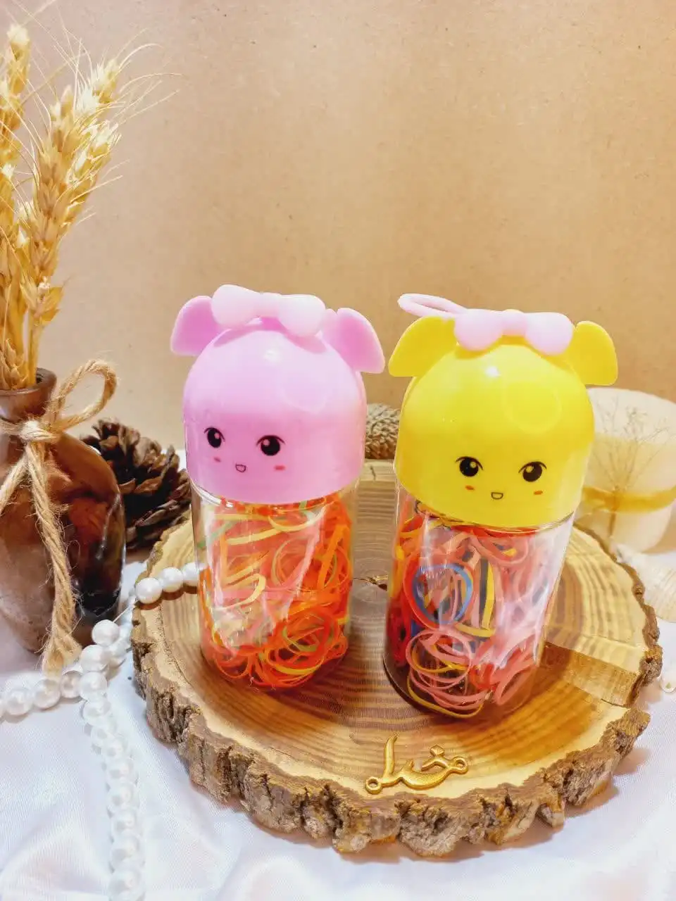 پک کش مو چهل گیس رنگی طرح قوطی استوانه ای عروسکی