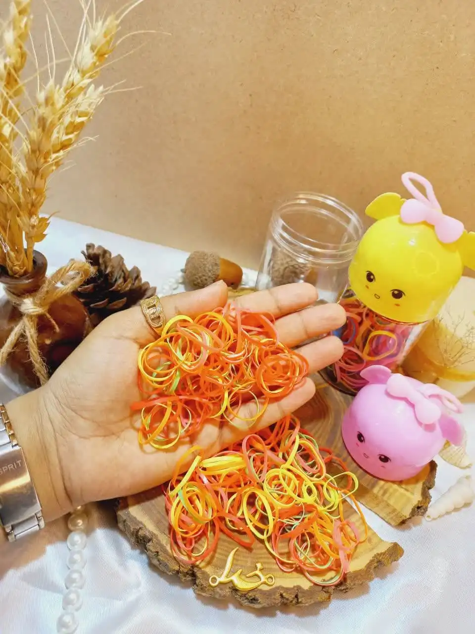 پک کش مو چهل گیس رنگی طرح قوطی استوانه ای عروسکی